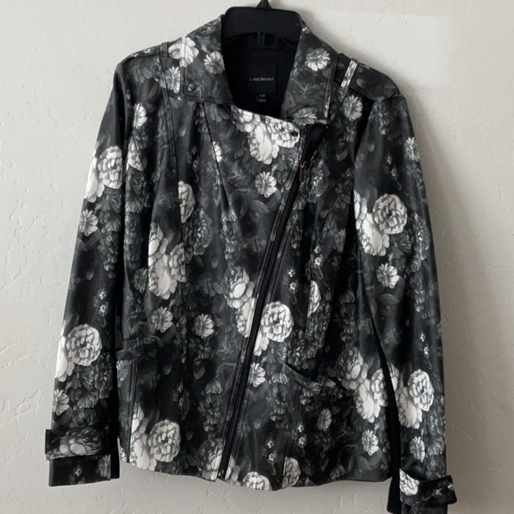 Lane Bryant Floral Print Moto Jacket Size 14/16